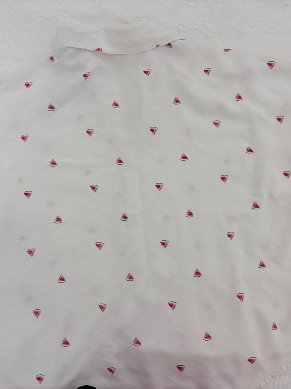 Chic White Short Sleeve Button-Up Shirt with watermelons top - Picture 5 of 5